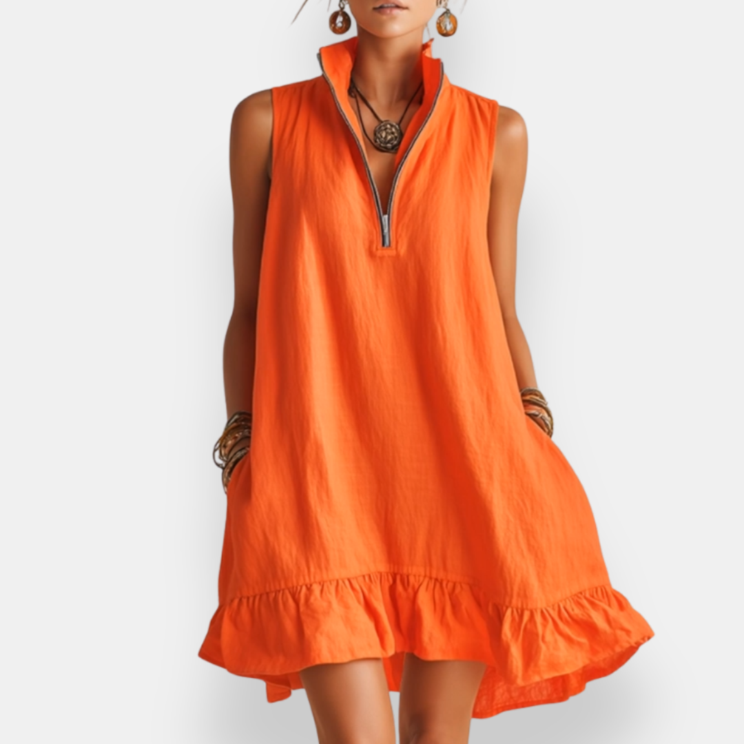 Hilary™ | Short Sleeveless Ruffled Dress