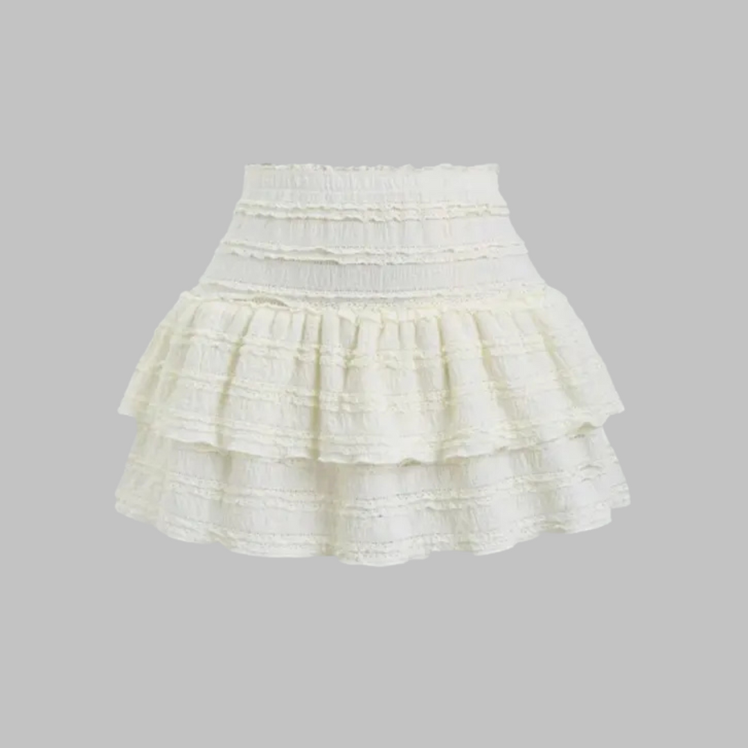MATHA - Chic Layered Ruffle Hem Skort