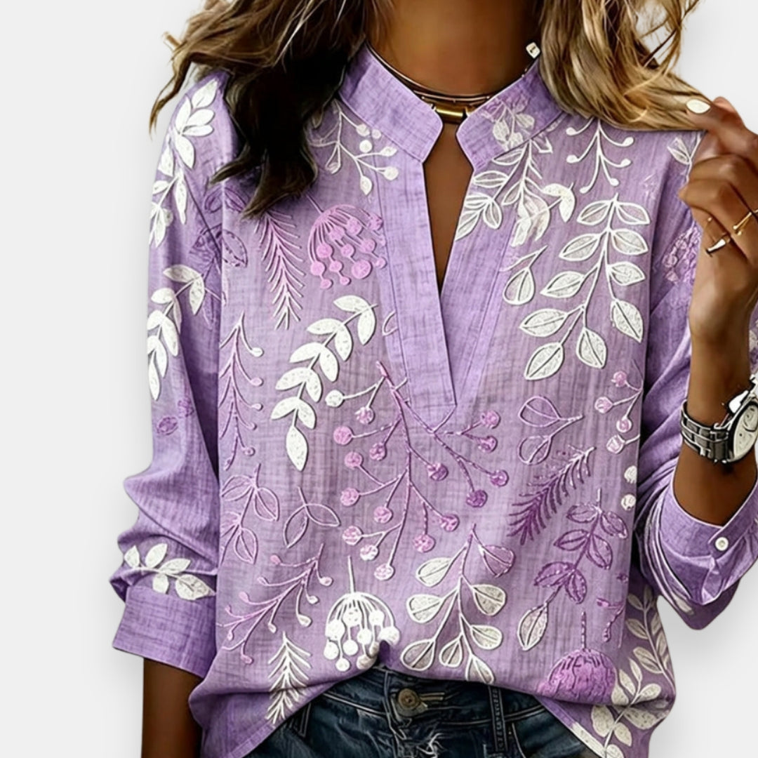 Diana™ | Printed Blouse with V-Neck