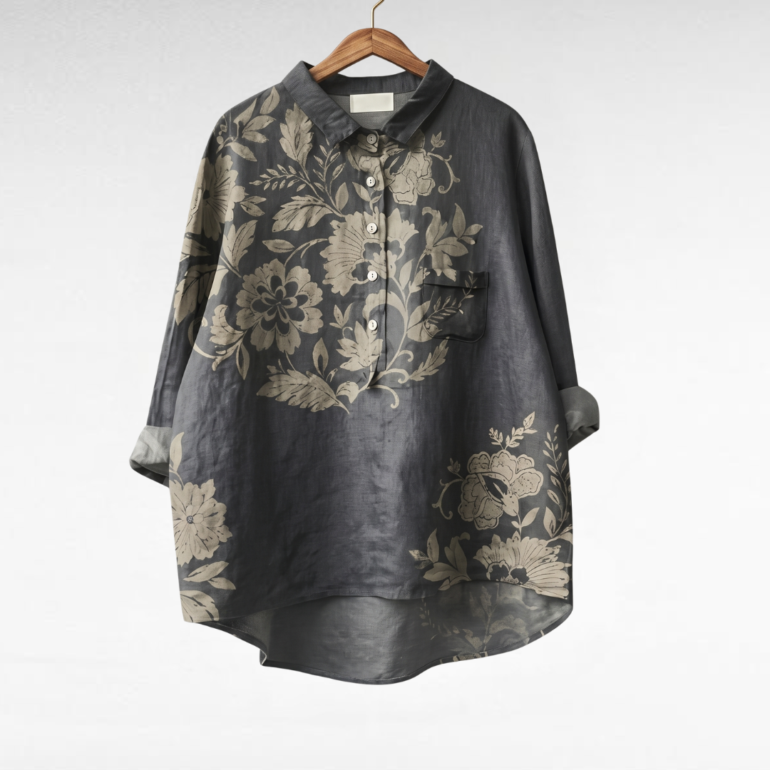Harper | Elegant linen blouse with floral print