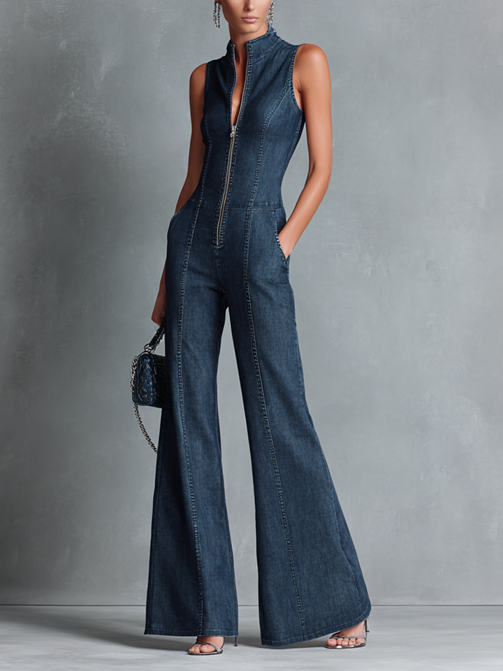 Camille™ | Luxe Denim Flared Jumpsuit
