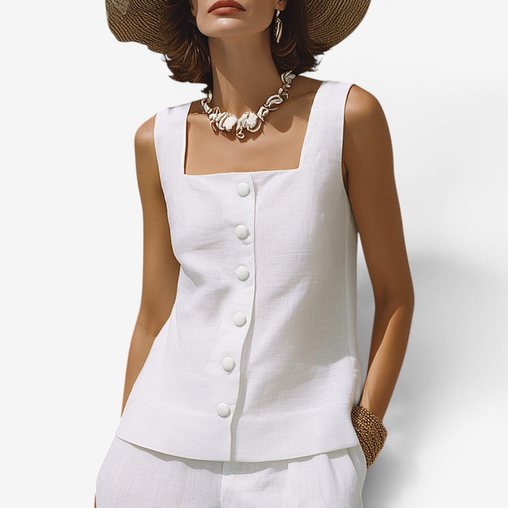Khalia™ Set in linen with square neckline