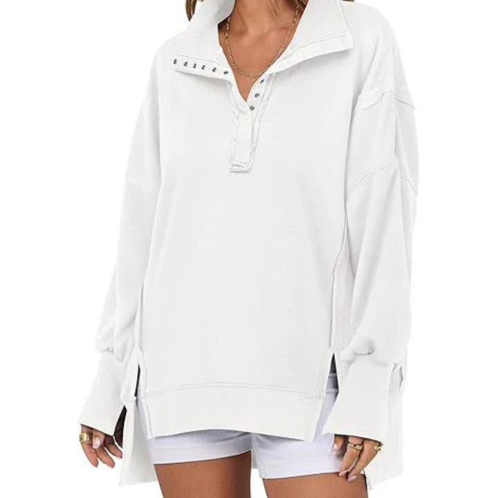 VERON - Loose Fit High-Low Split Hem Casual Sweatshirt