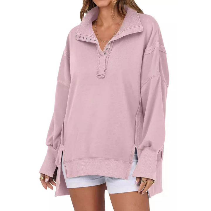 VERON - Loose Fit High-Low Split Hem Casual Sweatshirt