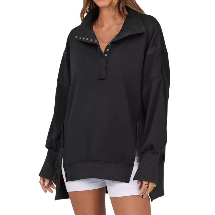 VERON - Loose Fit High-Low Split Hem Casual Sweatshirt