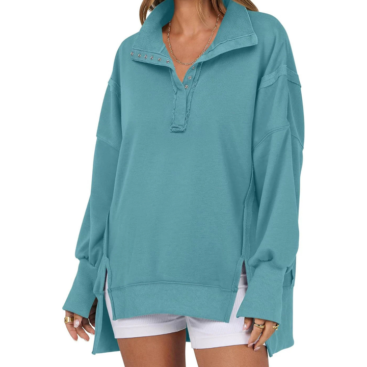 VERON - Loose Fit High-Low Split Hem Casual Sweatshirt