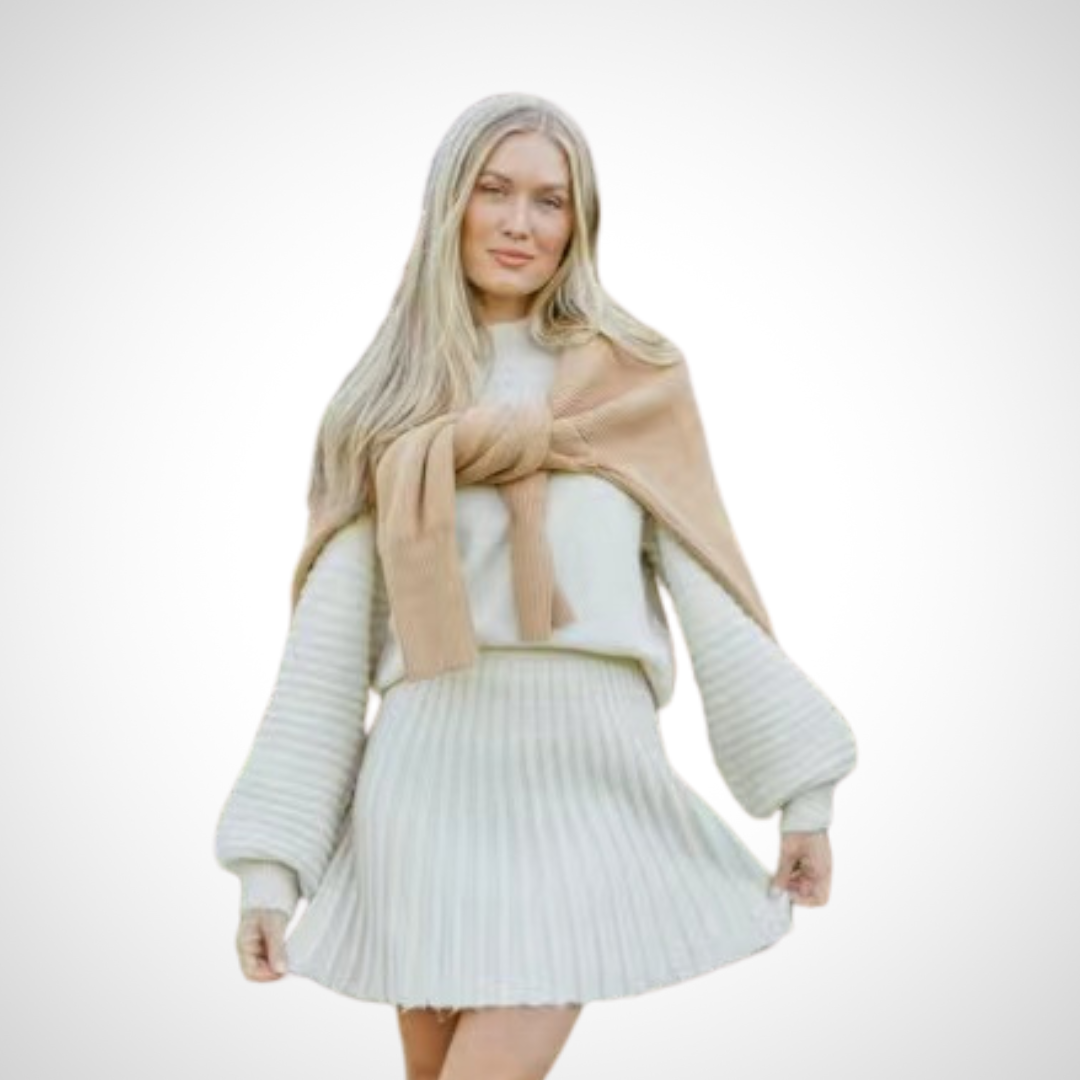 LOUISA - Elegant Ribbed Knit Two-Piece Fall Outfit