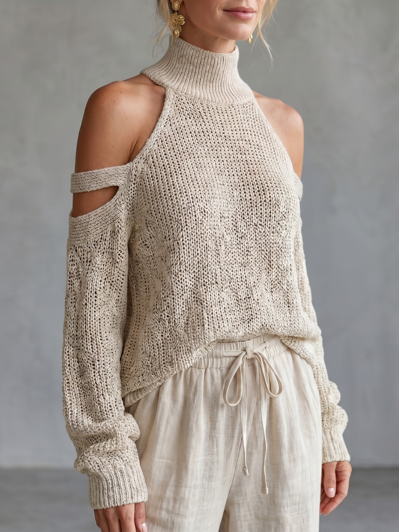 Isabella™ | Knit Set with Off-Shoulder Top and Wide-Leg Pants