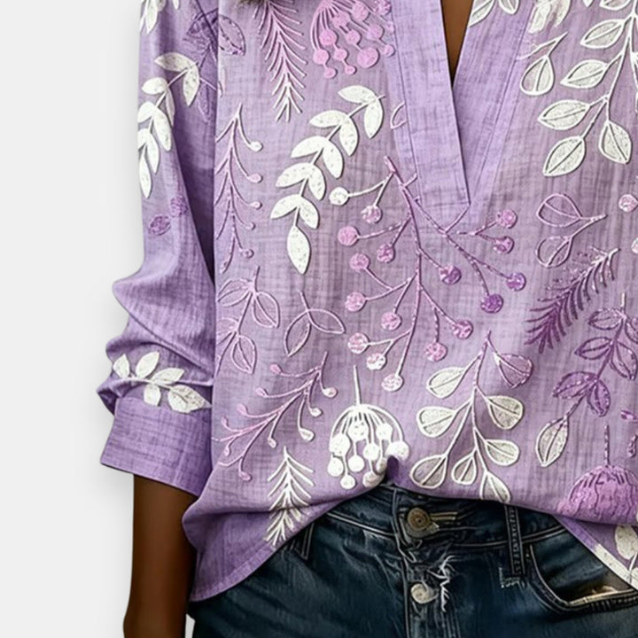 Diana™ | Printed Blouse with V-Neck