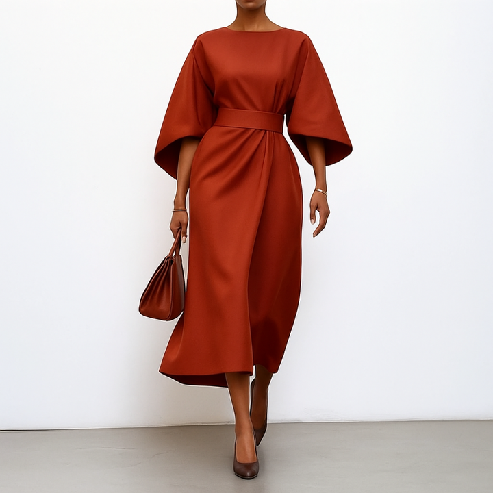 Amy™ - Satin Feel Batwing Sleeve Maxi Dress
