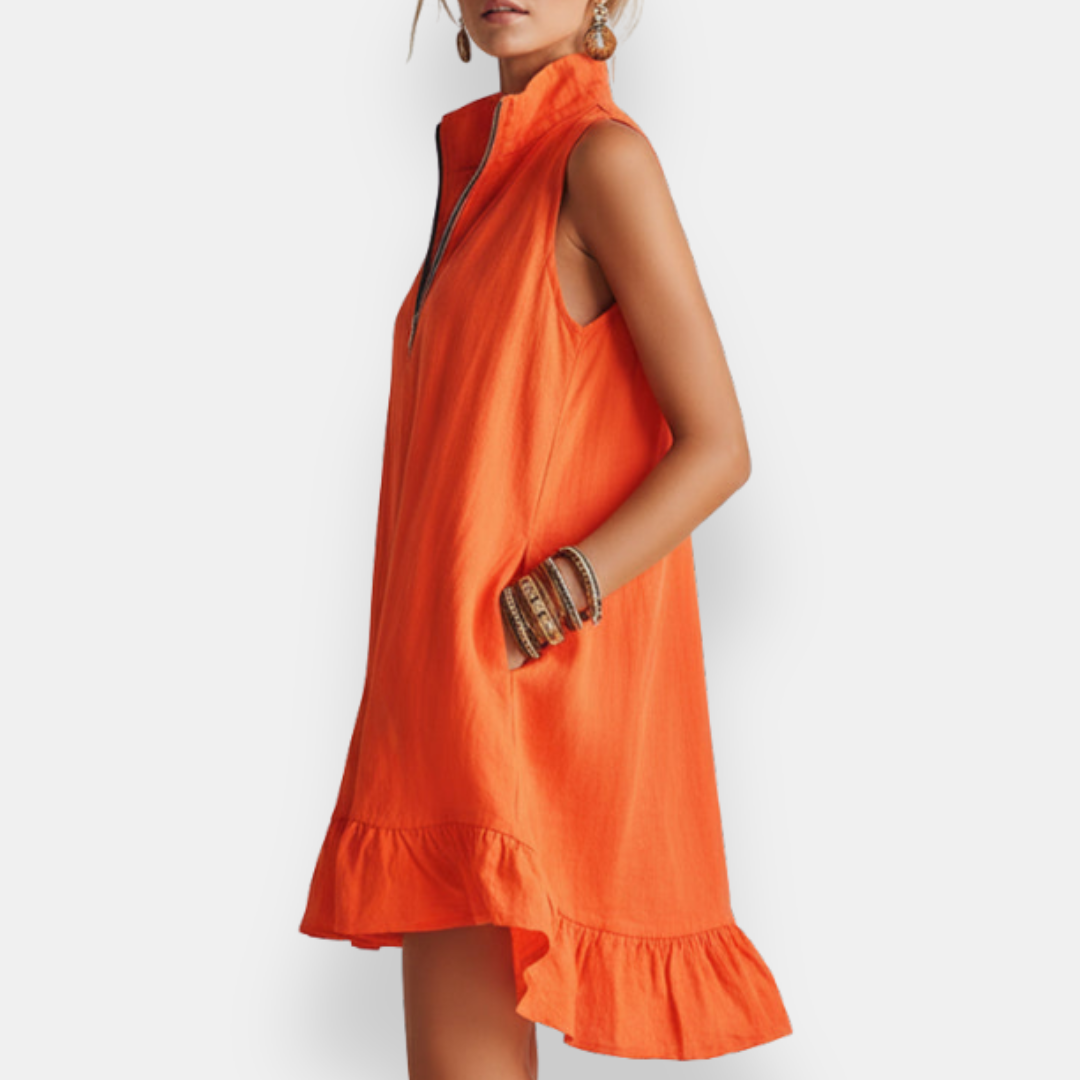Hilary™ | Short Sleeveless Ruffled Dress