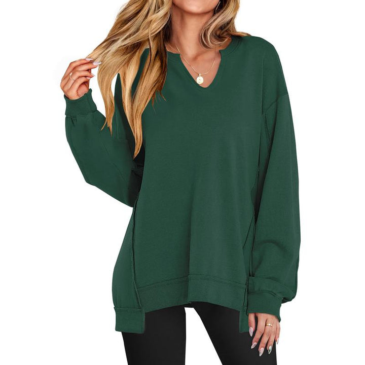 GENEVA - Casual V-Neck Oversized Sweatshirt Lightweight Long Sleeve