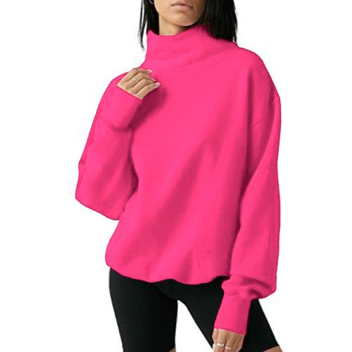 MARYLYN - Women's Oversized Turtleneck Sweatshirt Long Sleeve Pullover
