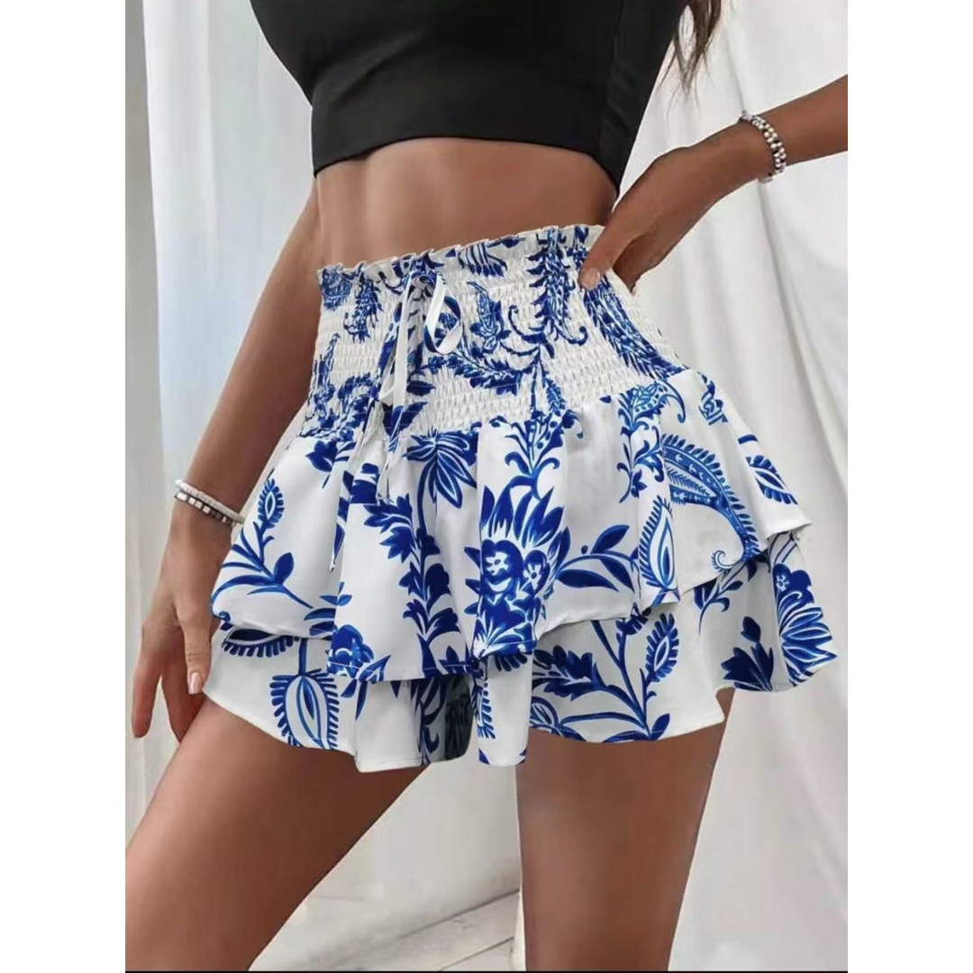 LUNINGNING – Lightweight Shirred Layered Summer Skort