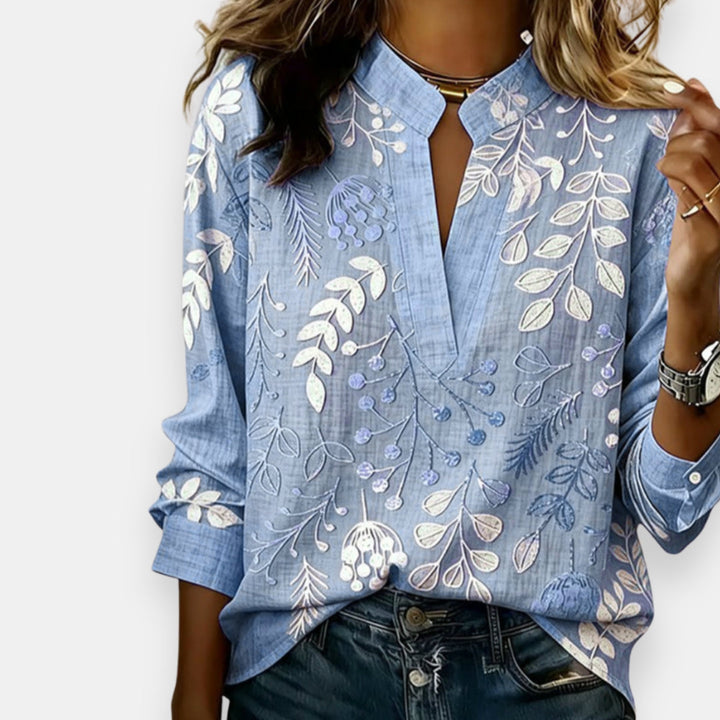 Diana™ | Printed Blouse with V-Neck
