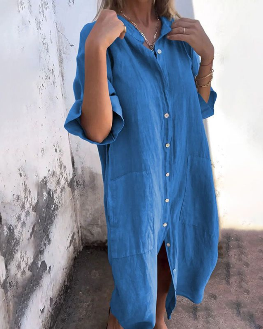 Alina – Elegant Button-Up Midi Dress