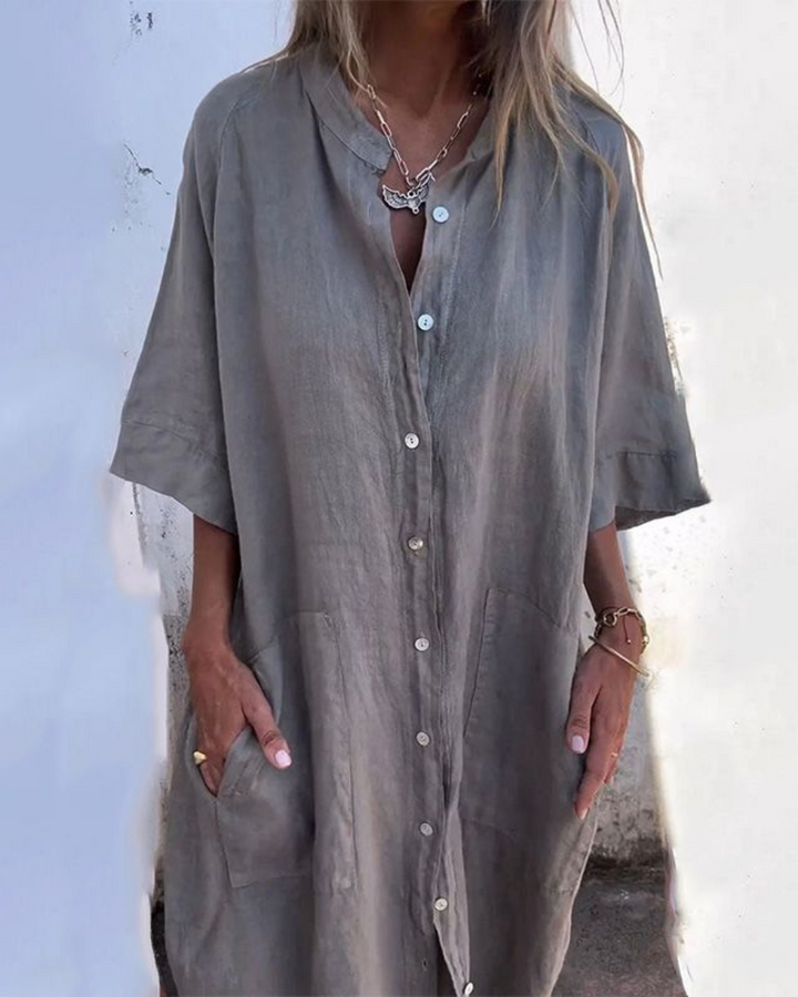 Alina – Elegant Button-Up Midi Dress