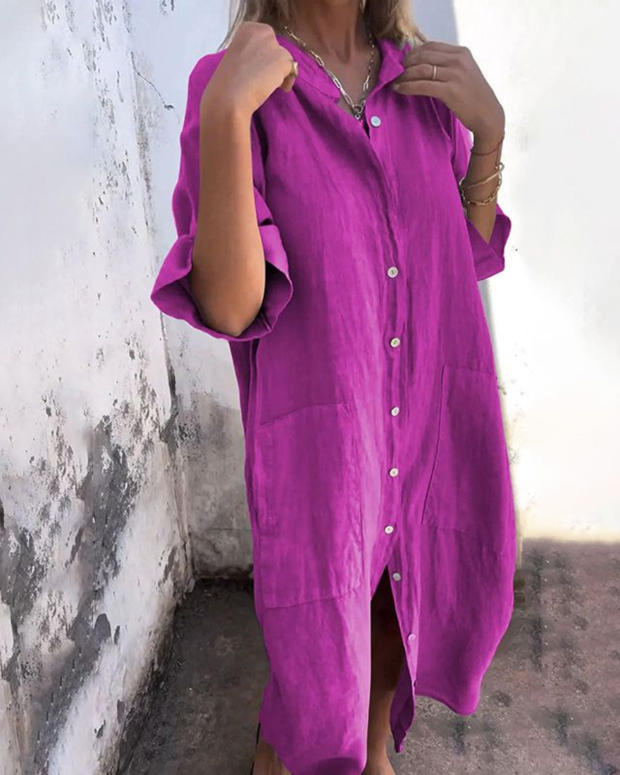 Alina – Elegant Button-Up Midi Dress