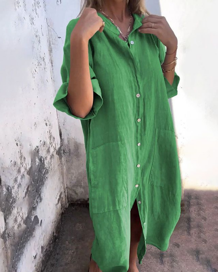 Alina – Elegant Button-Up Midi Dress