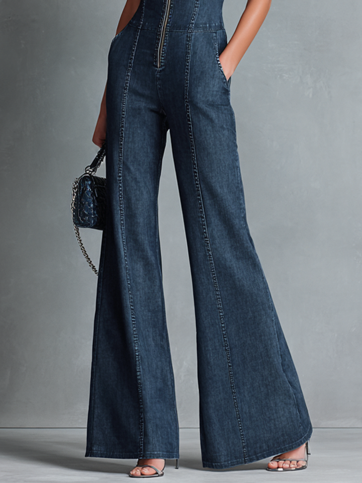 Camille™ | Luxe Denim Flared Jumpsuit