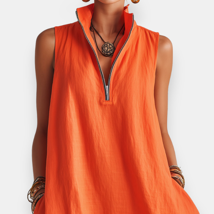 Hilary™ | Short Sleeveless Ruffled Dress