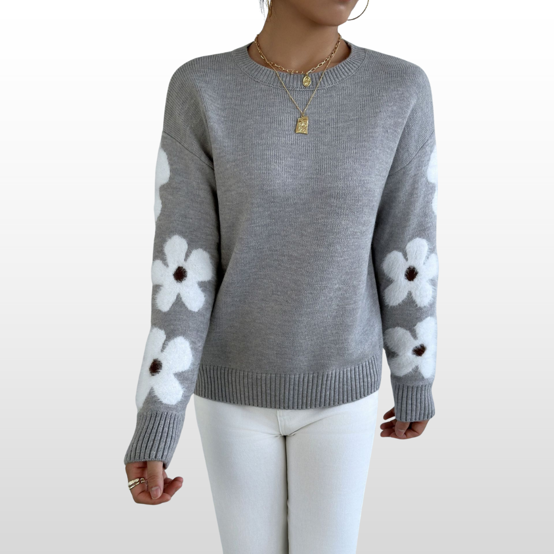 ZOEY - Round Neck Floral Pattern Sweater for Fall/Winter