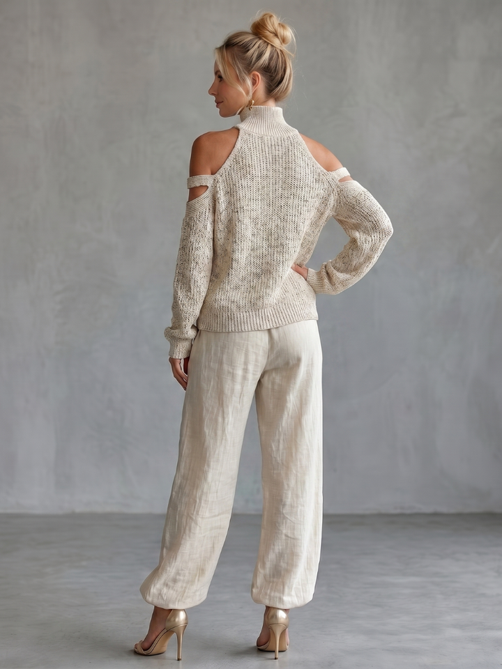 Isabella™ | Knit Set with Off-Shoulder Top and Wide-Leg Pants