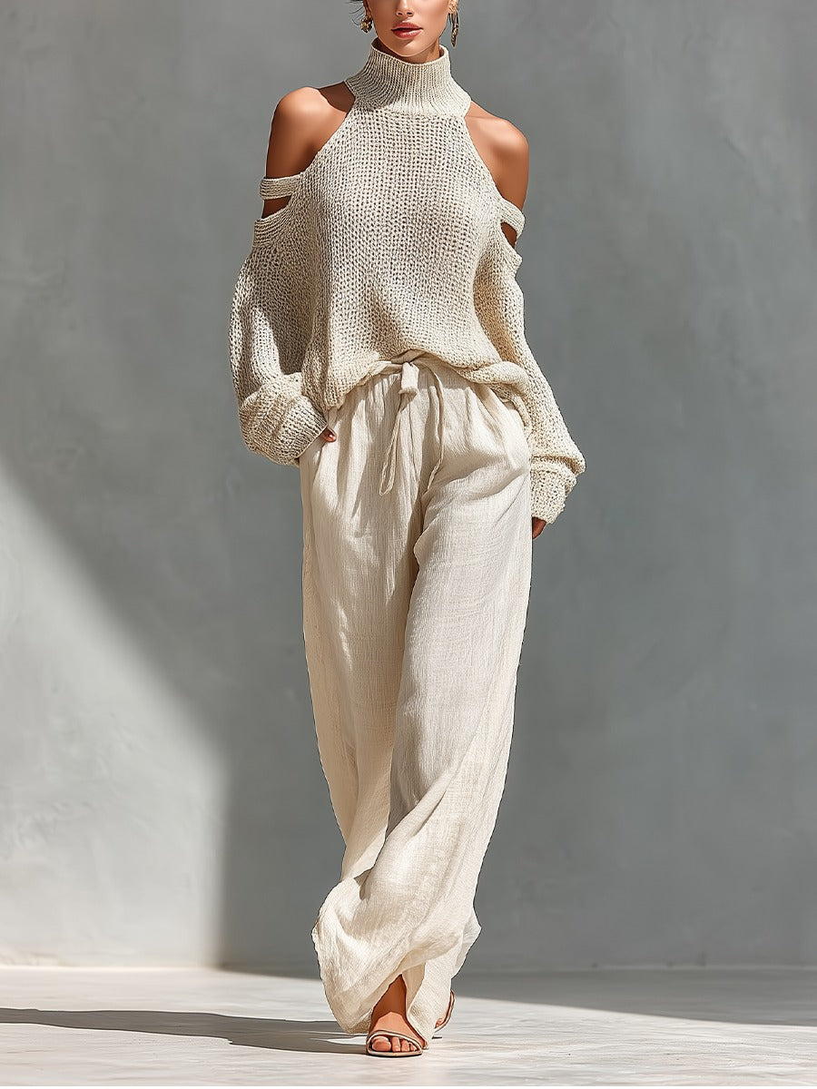 Rebecca™ | Stylish knit and linen outfit