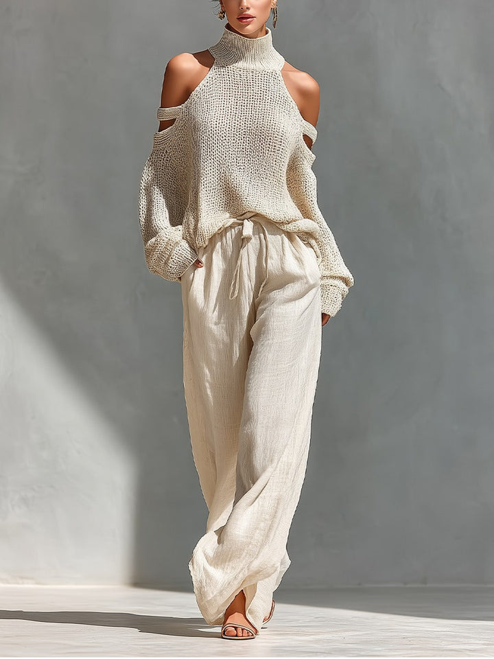 Rebecca™ | Stylish knit and linen outfit