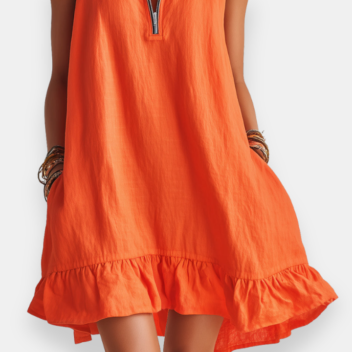 Hilary™ | Short Sleeveless Ruffled Dress