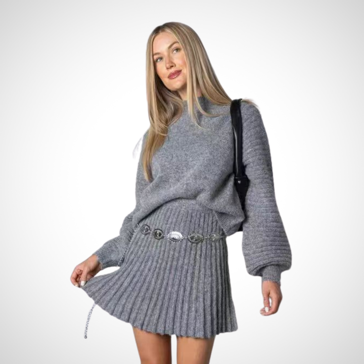 LOUISA - Elegant Ribbed Knit Two-Piece Fall Outfit