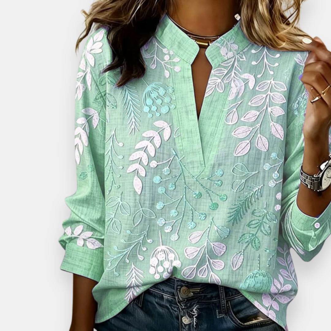 Diana™ | Printed Blouse with V-Neck