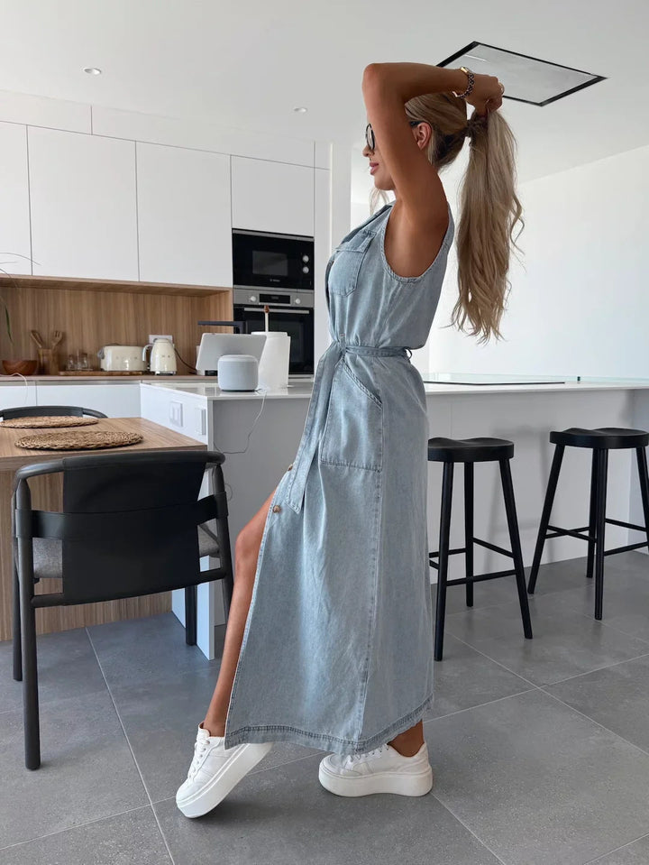 Imogen™ | Elegant Denim Shirt Dress