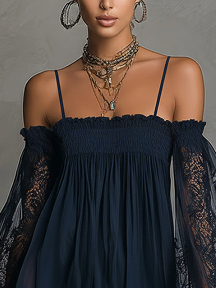 Antonella - Chiffon Mini Dress with Bardot Neckline