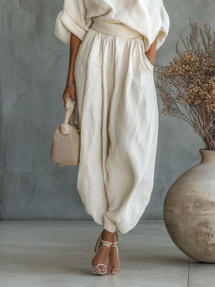 Amelia™ | Luxe Linen One-Shoulder Set