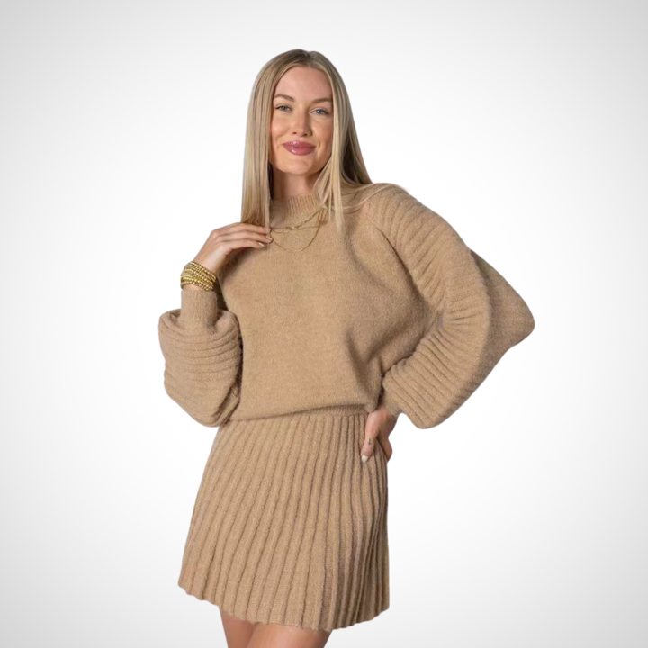 LOUISA - Elegant Ribbed Knit Two-Piece Fall Outfit
