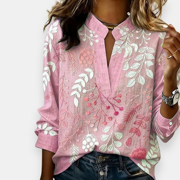 Diana™ | Printed Blouse with V-Neck