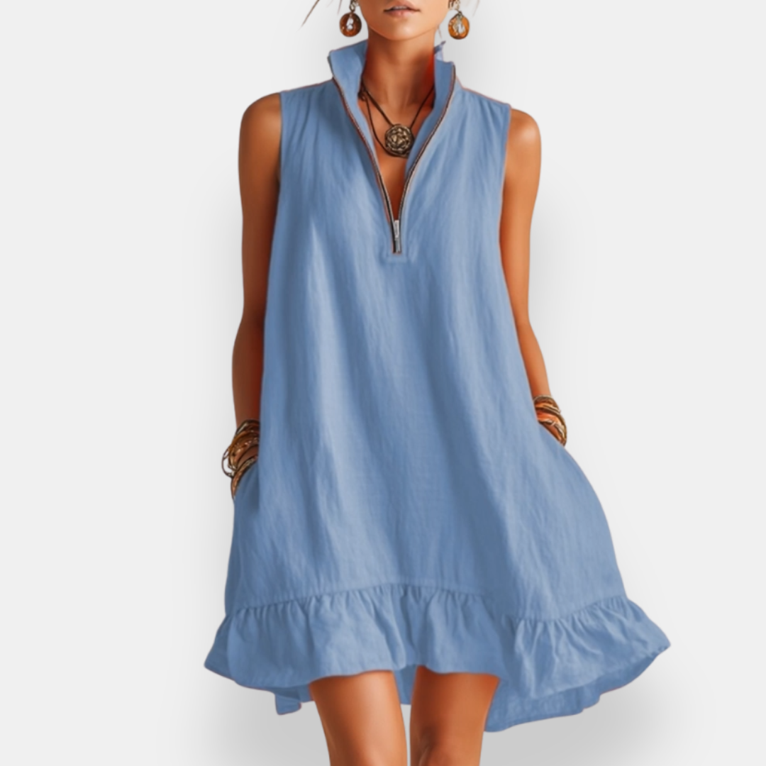 Hilary™ | Short Sleeveless Ruffled Dress