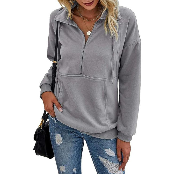 ANNIE - Lapel Zip-Up Sweatshirt for Women Casual Pullover