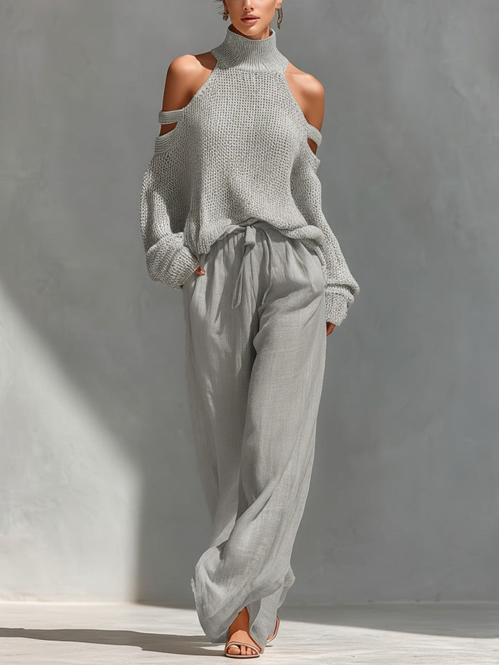 Rebecca™ | Stylish knit and linen outfit