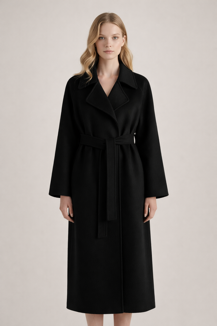 Evie™ – Elegant Belted Long Coat