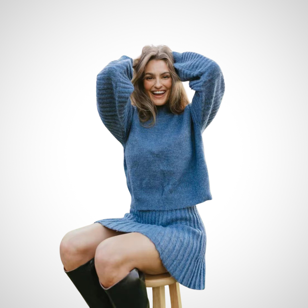 LOUISA - Elegant Ribbed Knit Two-Piece Fall Outfit