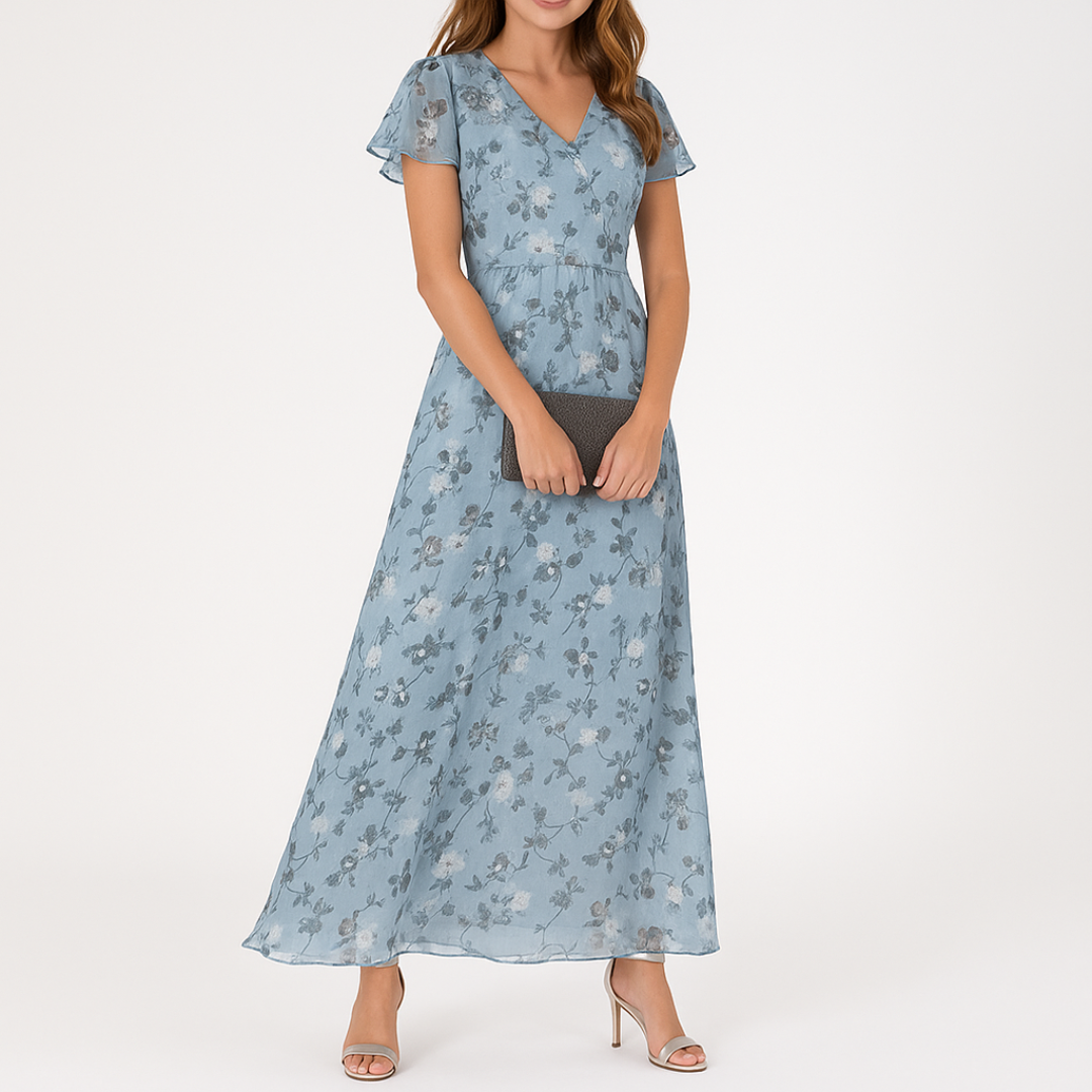 Catherina™ - Elegant Belly Covering V-Neck Dress