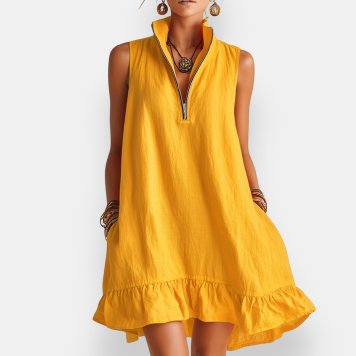 Hilary™ | Short Sleeveless Ruffled Dress