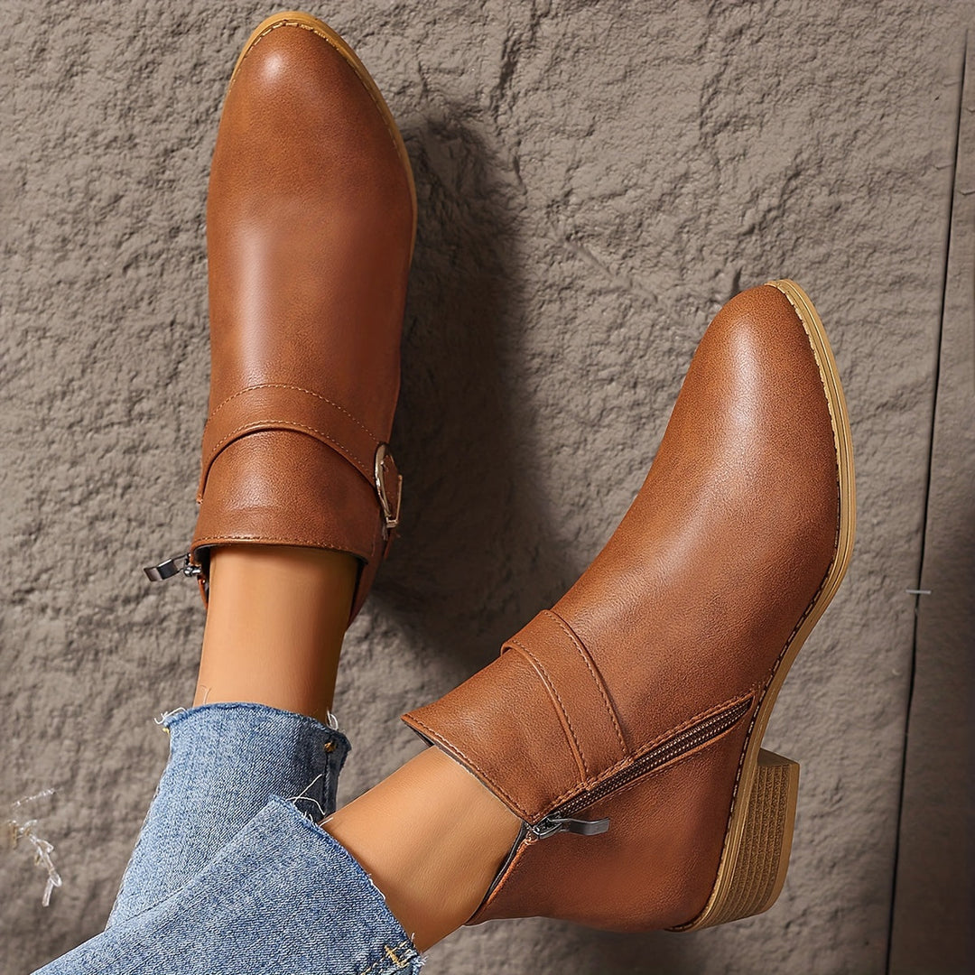 Amélina | Cozy Buckled Ankle Boots Designed for Sensitive Feet
