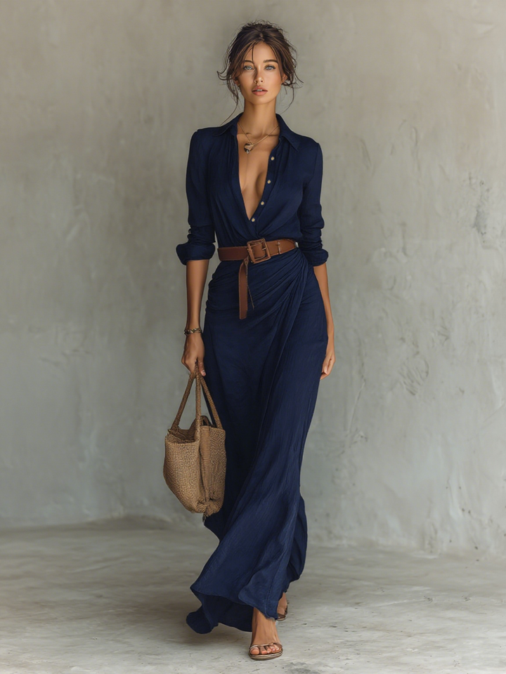 Celestine™ | Elegant Draped Maxi Dress