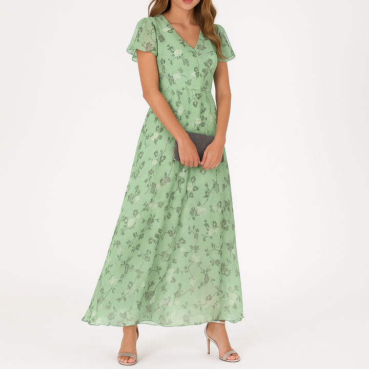 Catherina™ - Elegant Belly Covering V-Neck Dress