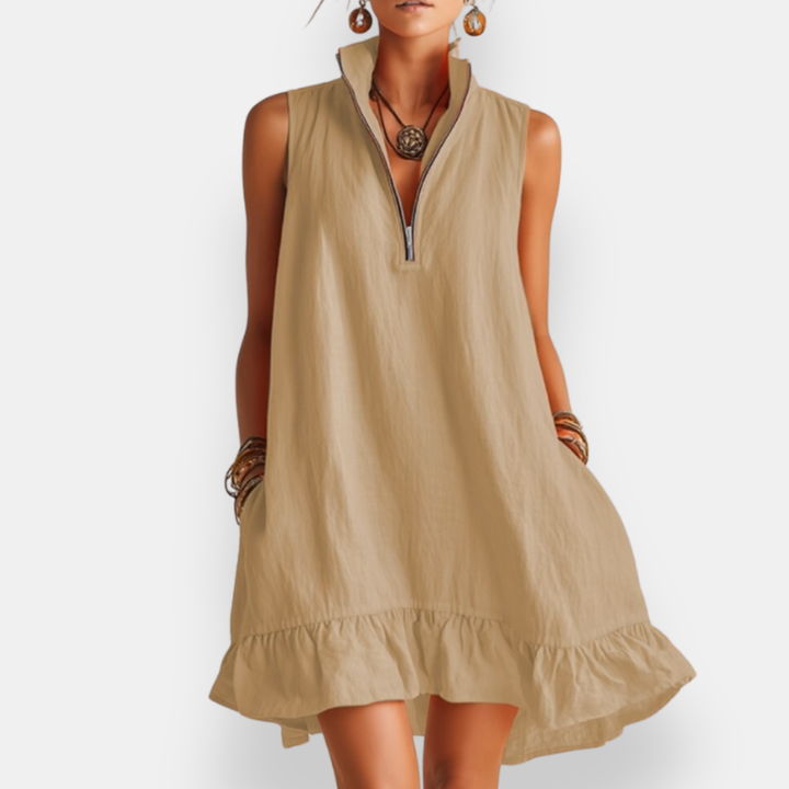 Hilary™ | Short Sleeveless Ruffled Dress