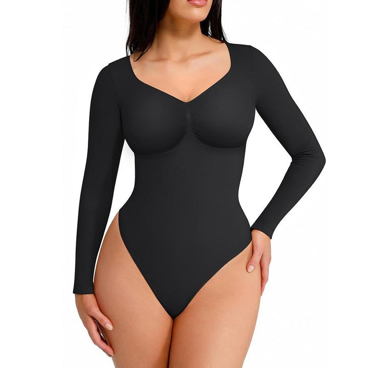 SONYA - Seamless Shaping Long Sleeve Thong Bodysuit for Comfort