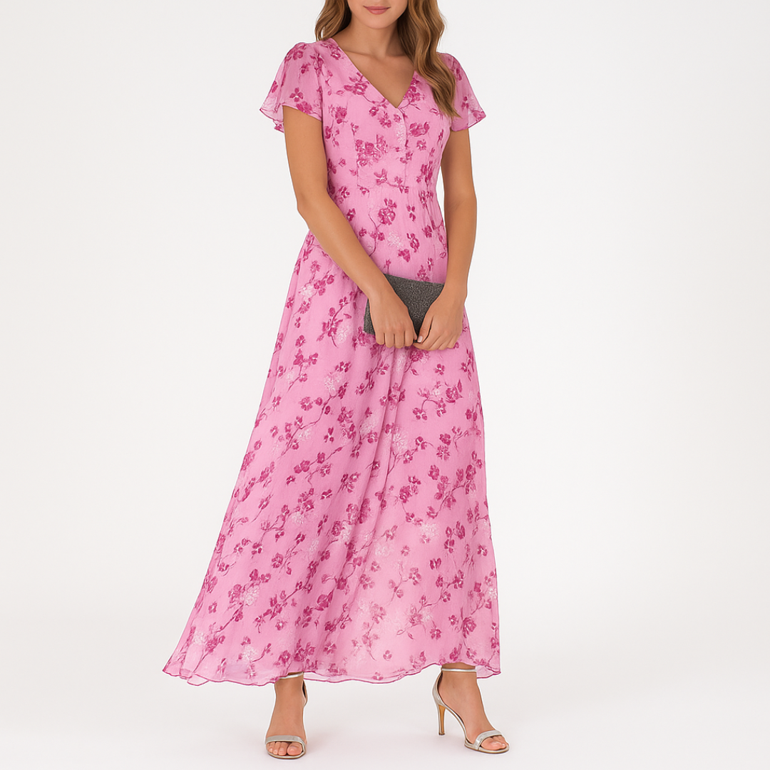 Catherina™ - Elegant Belly Covering V-Neck Dress